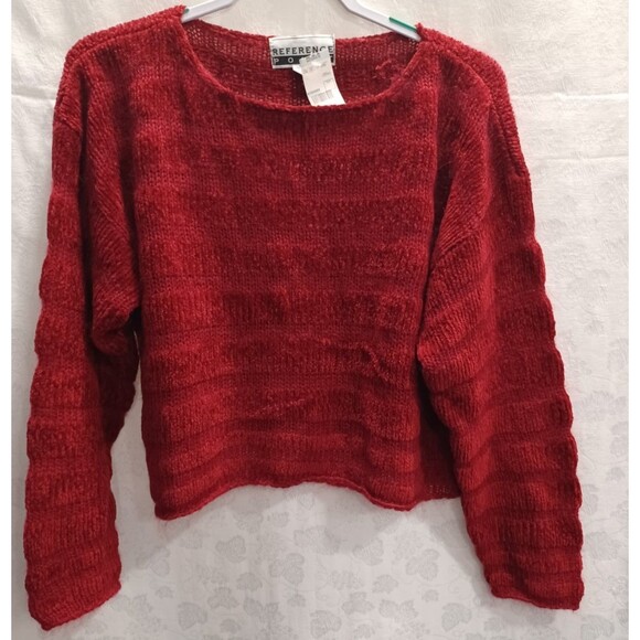 REFERENCE POINT BURGANDY CROP TOP LONG SLEEVE SWEATER WOMANS SIZE MED NWT - Picture 1 of 6